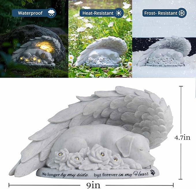 DecorSmart Dog Memorial Gifts for Loss of Dog, Pet Dog Memorial Stone Gifts for Dogs, Headstone Grave Markers, Funerary Tombstones Outdoor Solar Garden Statue