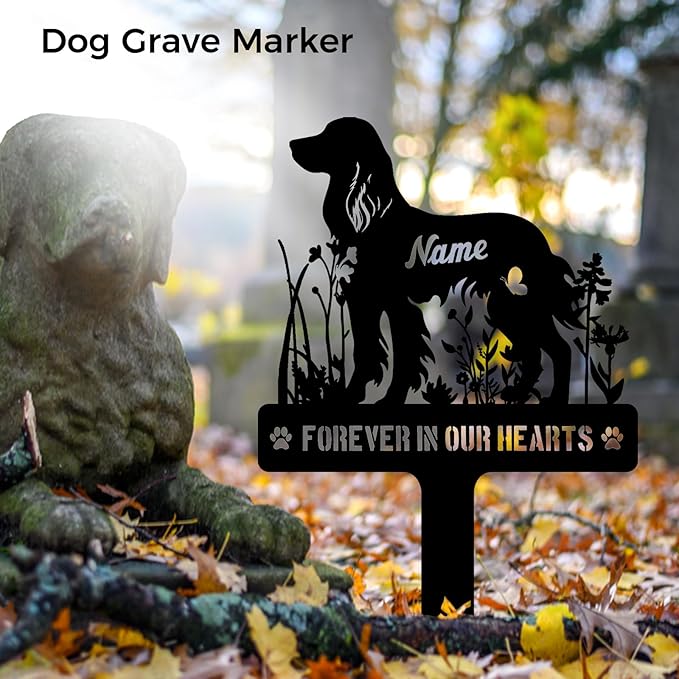 Custom Setter English Setter Memorial Stake, Personalized Dog Grave Marker, Metal Pet Tombstone, Outdoor Sympathy Sign for Garden Yard Decor, Pet Loss Gift