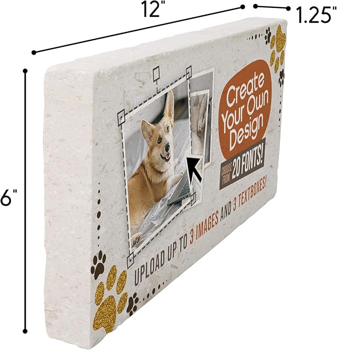 Personalized Pet Memorial Stones, 6x12 Create Your Own Pet Grave Markers as Keepsake or Pet Remembrance, Pet Loss Gifts for Bereaved Pet Owners, DIY Personalized Pet Memorial Limestone (Design 9)