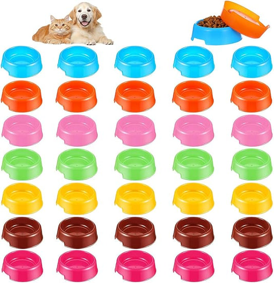 35 Pcs Puppy Dogs Birthday Party Supplies Plastic Dog Bowls Bulk Reusable Food Feeding Water Pet Bowl for Cat Paw Party Favor (7 Colors)