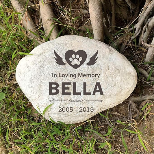 Aveena Personalized Pet Memorial Stones for Dogs or Cats, Paw Prints Pet Garden Stones Grave Markers Headstones, Dog Memorial Gfits Sympathy Gifts for Dog Lost Engraved with Name and Dates