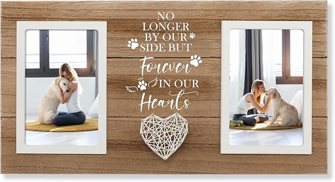 Loss of Dog Sympathy Gift, Pet Memorial Frame in Memory of Dog Pet Remembrance Memorial Gifts for Dogs Cats, Dogs Picture Frame of Double 4×6 Photo for Pet Lover