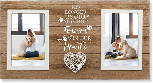 Loss of Dog Sympathy Gift, Pet Memorial Frame in Memory of Dog Pet Remembrance Memorial Gifts for Dogs Cats, Dogs Picture Frame of Double 4×6 Photo for Pet Lover