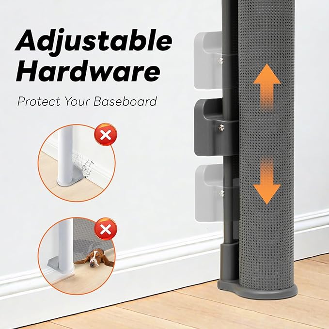 (2 Pack) Retractable Baby Gates for Doorways, Mesh Dog Gate for Stairs, Pet Gate Indoor, Extends to 55" Wide 33" Tall, Safety Toddlers Gates for Hallways, Indoor & Outdoor Use, Gray
