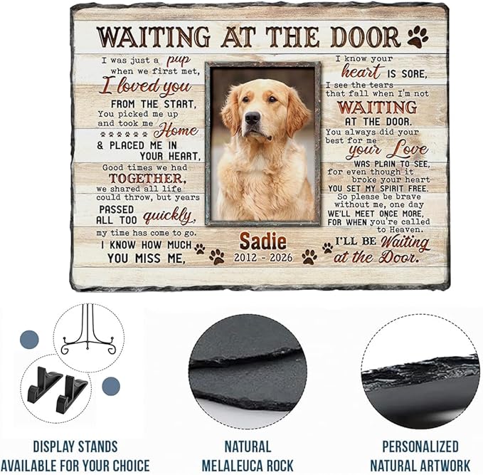 Personalized Dog Memorial Stone Plaque - Remember Me, Sympathy Gift for Pet Lovers, Changing Colorful Background to Paint Loving Memory, Ideal Cat Mom Gifts