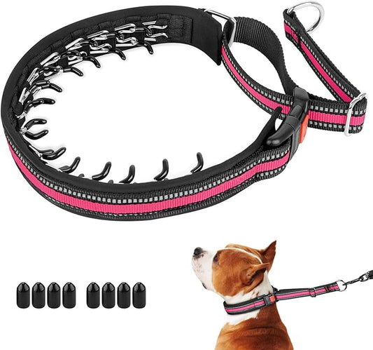Mayerzon Martingale Collar for Dogs, No Pull Dog Collar with Reflective Strip for Small Medium Large Dogs, Anti Pulling Dog Collar with Buckle for Walking Training, Safe for Night Walk(Pink, L)