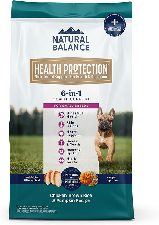 Natural Balance Health Protection Small Breed Dry Dog Food – Whole Body Health, Easy on Digestion Dog Food Made with Chicken, Brown Rice & Pumpkin for Dogs - 12lbs.