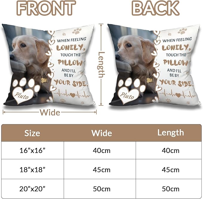 Custom Dog Memorial Throw Pillow with Photo - Personalized Loss of Dog Sympathy Gift for You | Pet Memorial Gifts for Dogs/Cats (Style 1)