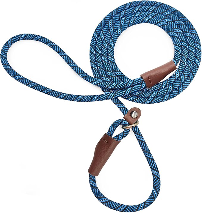 Slip Lead Dog Leash, 1/4" x 5ft No Pull Slip-on Training Leash for Small and Medium Dogs (Blue, 1/4" x 5Ft)