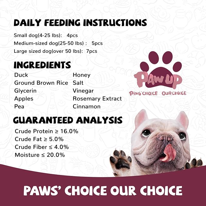 PAWUP Duck Jerky Dog Treats – Duck & Apple Sausage Slices, Training Treats with Taurine for Small, Medium & Large Dogs, 12.5 oz (Pack of 2)