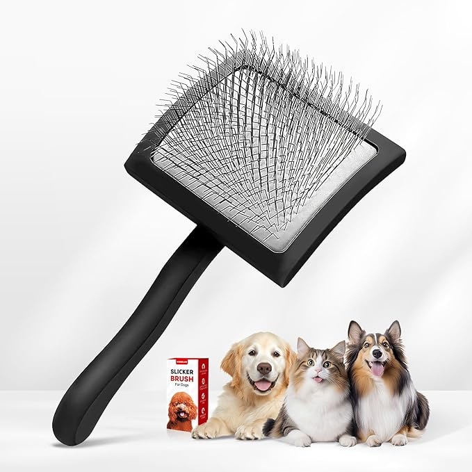 Professional Pet Slicker Brush for Long Haired Dogs&Cats Large Grooming Tool for Dematting, Detangling, Removes Loose Fur,Suitable for Doodles,Poodles,Goldendoodle, Labradoodle, Long Thick Curly Coats