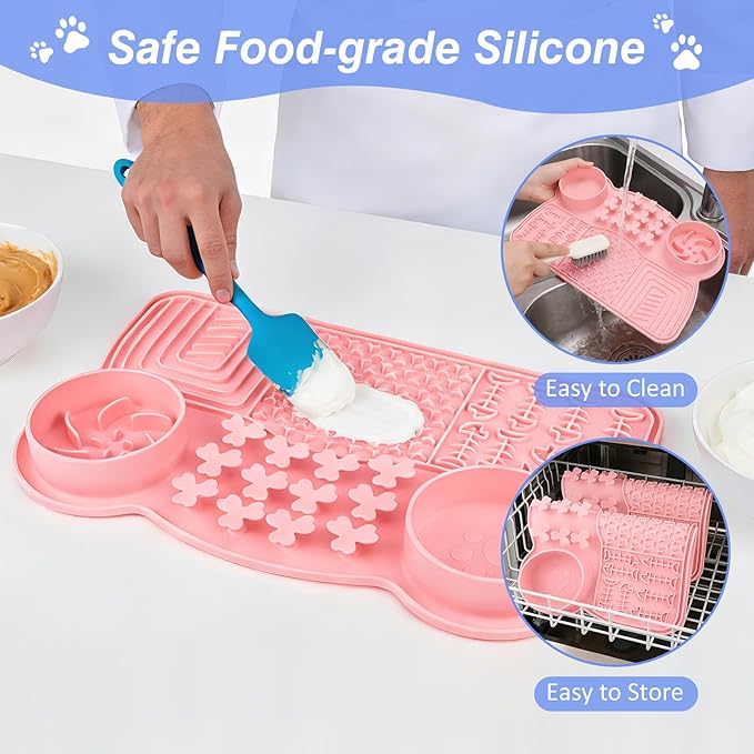 Dog Slow Feeder Bowl, 15 * 9.7inchs Unsinkable Slow Feeder Dog Bowls, Food Safe Silicone Slow Feed Dog Bowl, Fun Design Easy Clean Slow Feeder for Small Breed & Large Breed Dogs