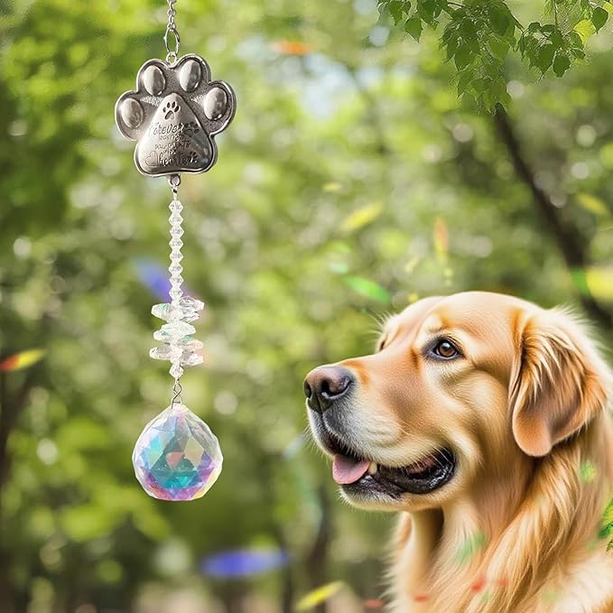Dog Memorial Gifts for Loss of Dog,Pet Memorial Suncatcher,Pet Memorial Sympathy K9 Crystal Sun Catcher,Thoughtful Dogs and Cats Remembrance, Bereavement Gifts (Multicolour)