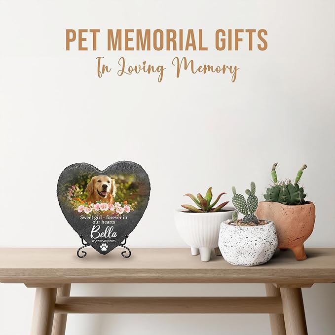 Dog Stone Memorial for Dogs Personalized Pet Memorial Plaque | Thoughtful Pet Loss Gifts Dog Personalized Condolence Gifts for Dogs | Customized Sympathy Stones and Plaque for Pets Lovers