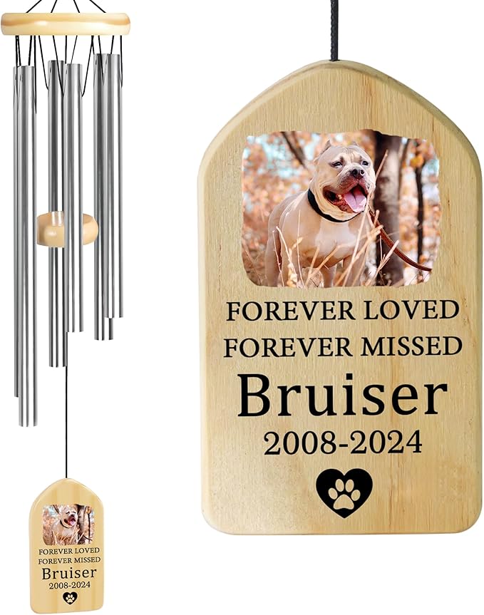 Pet Memorial Wind Chime, Pet Loss Gifts, Pet Memorial Gifts for Dogs, Dog Memorial Gifts for Loss of Dog, Loss of Dog Sympathy Gift, Dog Remembrance Gift, in Memory of Dog Cat - Forever Missed