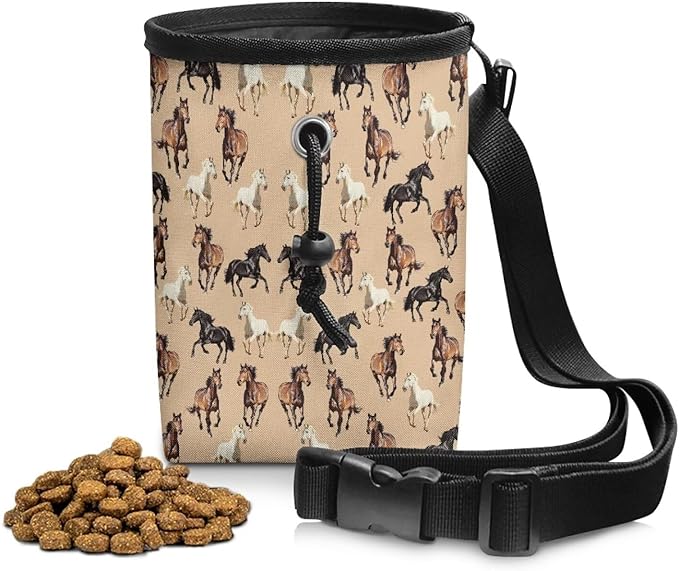 Horses Pattern Puppy Training Pouch Dog Training Treat Pouch Bag Versatile Pocket Sized Pet Feed Snack Reward Pocket for Pet Puppy Travel or Outdoor Use