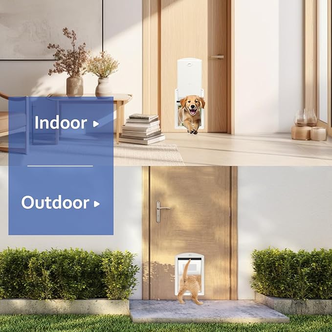 Dog Door for Door,Door for Large Dogs and Pets, Strong Plastic Doggy Door Cat Door and Medium Dog Door with Sliding Lock Panel and Magnetic Soft Flap(White, Medium)