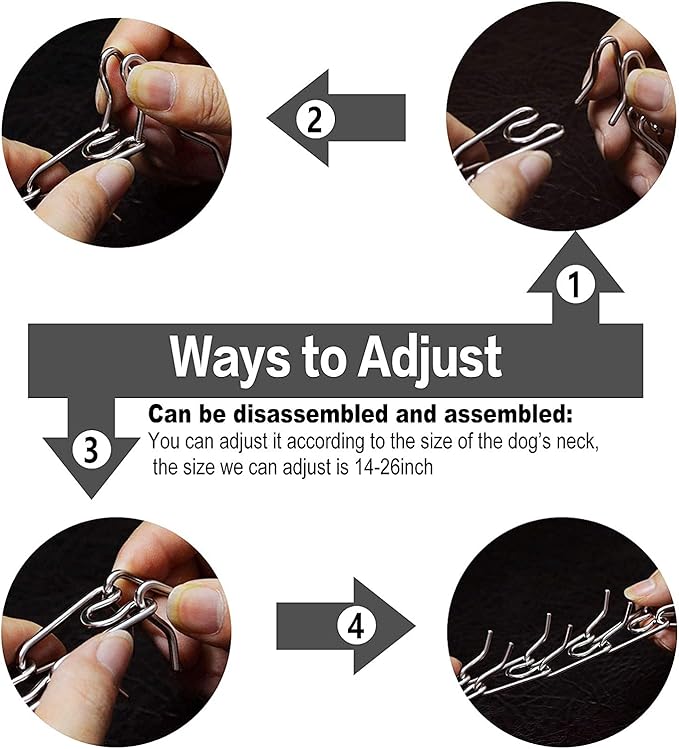 Stainless Steel Prong Pinch Collar for Dogs, Adjustable Training Collar with Quick Release Buckle for Small Medium Large Dogs (Black, 22")