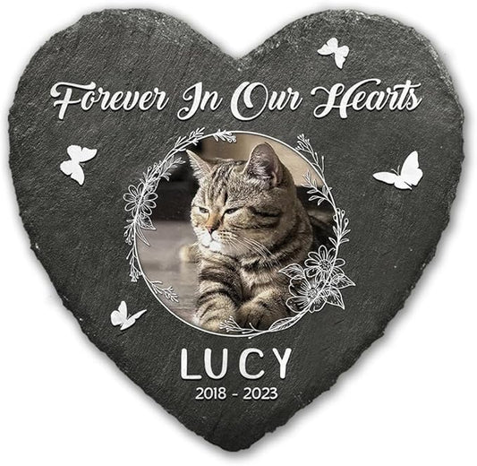 Personalized Heart Shaped Pet Memorial Stone for Cats and Dogs - Perfect Bereavement Gifts for Pet Lovers, Dog & Cat Lover - Unique Slate Stone Marker Gift for Comfort and Healing