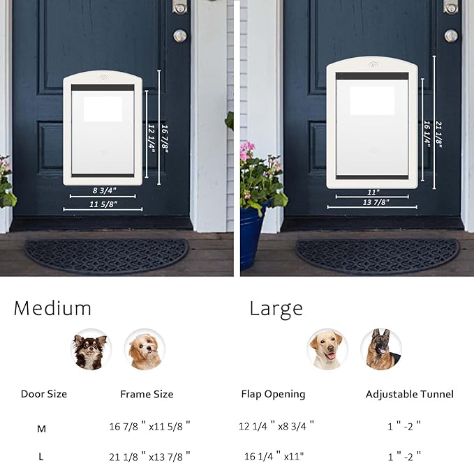 Dog Door for Door,Door for Large Dogs and Pets, Strong Plastic Doggy Door Cat Door and Medium Dog Door with Sliding Lock Panel and Magnetic Soft Flap(White, Medium)