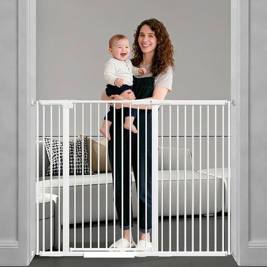 40.55" Tall, 45.86-53.74 Inch Wide, 1.37" Ultra Narrow Spacing Dog Pet Baby Gate Indoor for Doorway Hallway, Pressure Mounted 46 47 48 49 50 51 52 53 Inches Wide