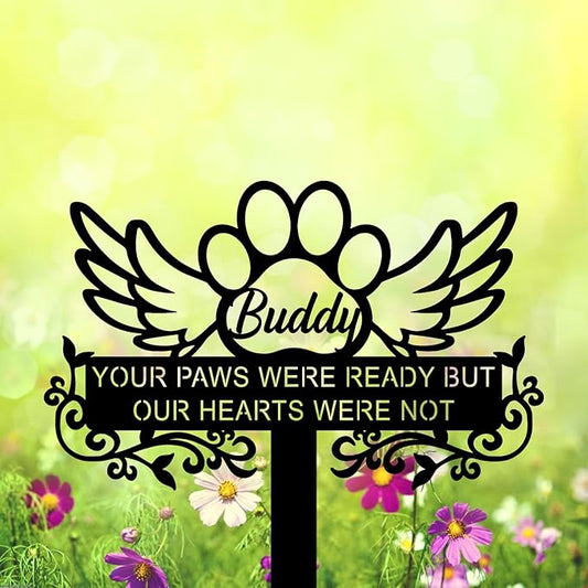 Personalized Pet Memorial Grave Marker, Custom Pet's Name Cemetery Decorations for Funerary, Metal Pet Garden Stake, Outdoor Sympathy Pet Stake Plaque Gift for Loss Dog