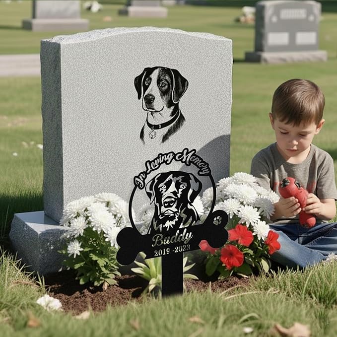 Custom Dog Grave Markers Outdoor, Personalized Pet Grave Marker Stake Dog Memorial, Outdoor Weatherproof Pet Cemetery Sign, Personalized Dog Memorial Gifts for Loss of Dog