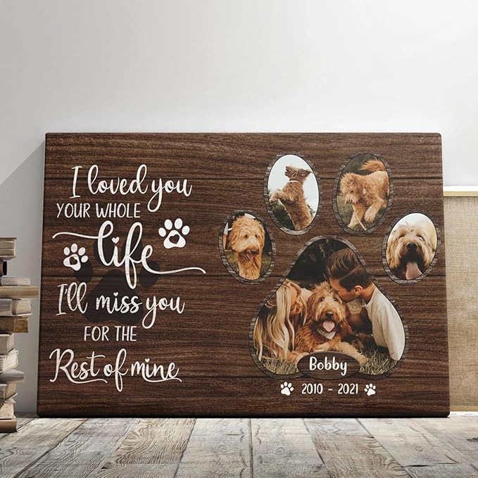 Dem Canvas Personalized Photo Canvas Prints, My Hardest Goodbye, Pet Memorial Gifts For Dog Lover, Cat Memorial Print Photos (18x12)