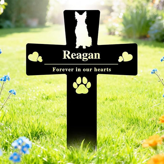 Custom Metal Dog Grave Marker Stake, Personalized Pet Headstones for Dogs, Outdoor Garden Pet Cemetery Metal Sign, Pet Memorial Gifts for Gogs, Dog Name Sign for Yard Cemetery