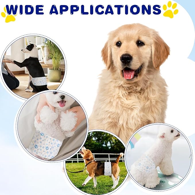 XPCARE 50 Count Disposable Male Dog Diapers, Male Dog Wraps,Super Absorbent Leak-Proof Fit (Large)
