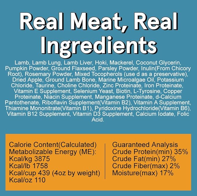 Real Meat Air Dried Dog Food w/ Real Lamb & Fish - 2lb Bag of Grain-Free Real Meat Dog Food Sourced from Free-Range Lamb & Ocean-Caught Fish - Digestible, All-Natural, & High-Protein Lamb and Fish