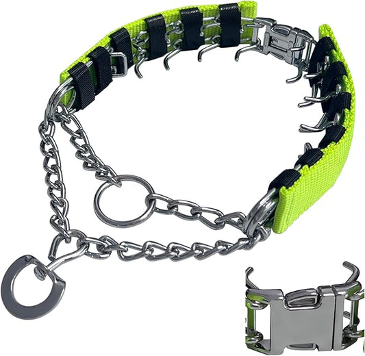 Prong Training Collar for Dogs, Adjustable Dog Pinch Collar with Quick Release Buckle, No Pull Collar for Small Medium Large Dogs, Extra Link and Caps