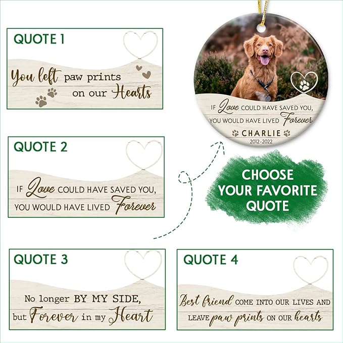 Personalized Dog Memorial Ornament, Gifts for Loss, Remembrance Pet, Pet Memorial Gifts, Dog Sympathy Gift, Ceramic Keepsake to Hang on Christmas Tree