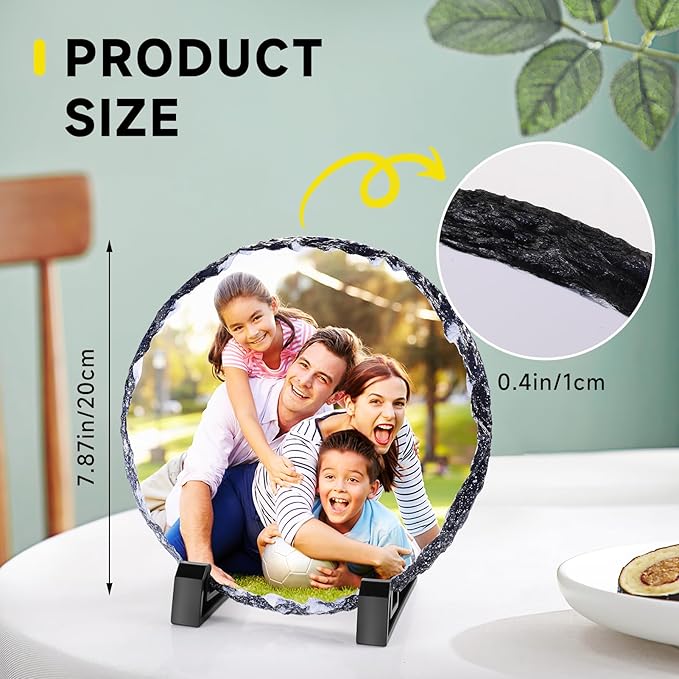 Custom Rock Slate Frame with Picture, Unique Picture Frames Personalized Picture Frame Print Photos Text Gift for Him Her Family Birthday Anniversary