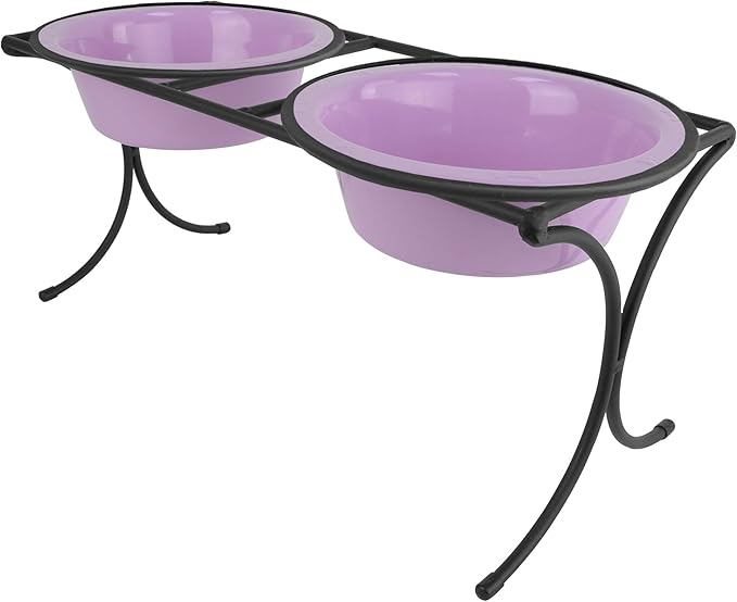 Platinum Pets Bistro Double Diner Feeder with Stainless Steel Dog Bowls, Medium, Sweet Lilac