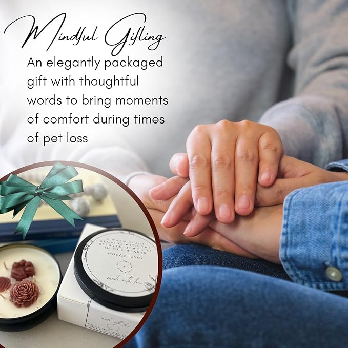 Paw Print Pet Loss Bereavement Candle – Dog Memorial Gifts for Loss of Dogs, Pet Sympathy & Condolence Gift, Rainbow Bridge Remembrance Candle with Rose Quartz Stones, in Memory of Dog Gift