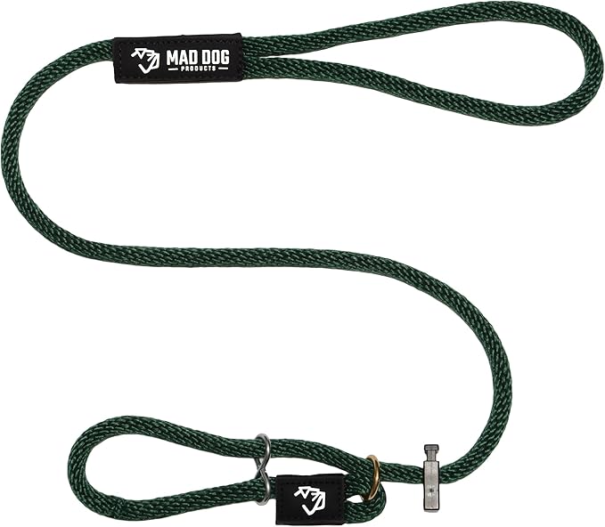Mad Dog Products Easy Leader Dog Leash 3/8" x 6' Forest Green Signature Rope - Made in USA