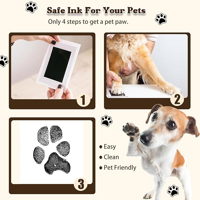 8.6'' Pet Memorial Shadow Box for Dogs, Dog Memorial Picture Frame Loss Pet Sympathy Gift Animal Remembrance Keepsake with Collar Holder Paw Print Kit Fur Jar for Tabletop Wall Hanging Customized-Dog