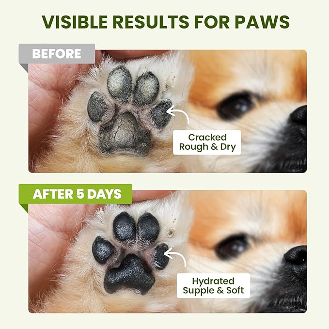 Lick-Safe Dog Paw & Nose Balm with Coconut Oil | All-Natural Moisturizer & Soother for Dry, Cracked Pads & Snout | Heat & Cold Pavement Protection Wax | Horse Hoof, Joint Care, 1.3 oz (36g)