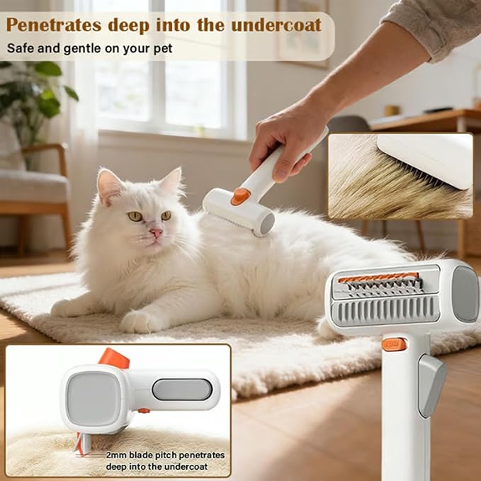 2-in-1 Pet Self-Detangling & Grooming Comb - Cats & Dog Dematting Brush & Undercoat Rake, Gentle Undercoat Rake & Brush for Long or Short Hair, Removes Mats, Tangles & Loose Fur, Ultimate Care (2Pcs)