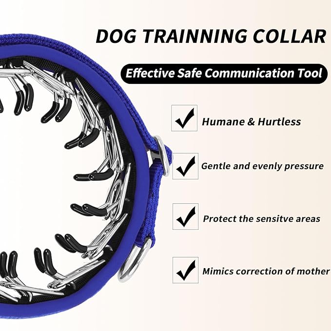 Martingale No Pull Dog Collar for Large Medium Small Dogs, Heavy Duty Nylon Reflective Adjustable Anti Pull Slip Collar with Buckle for Training Walking S Dark Blue