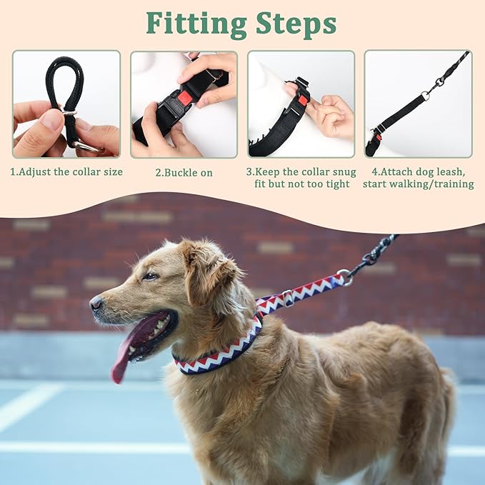 Mayerzon No Pull Dog Prong Collar Martingale, Personalized Pinch Collar with Geometric Patterns for Large Medium Small Dogs for Walking Training Festival, Easy to Use(M, Ethnic Red)