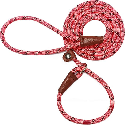 Slip Lead Dog Leash, 1/4" x 5ft No Pull Slip-on Training Leash for Small and Medium Dogs (Pink, 1/4" x 5Ft)