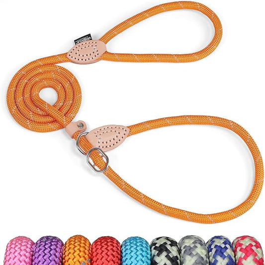 Grand Line Slip Lead Dog Leash - No Pull Training Dog Lead with 5ft Reflective Rope, Durable & Collar-Free for Small, Medium, Large Dogs and Puppies (Orange,M)