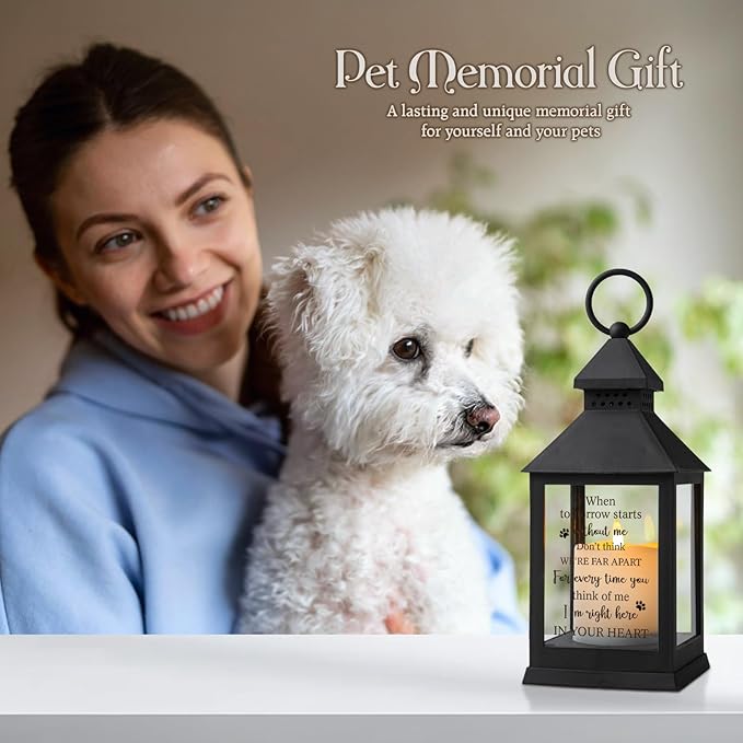 Pet Memorial Gifts for Loss of Dogs Cats Paw Print Left Memorial Lantern Sympathy Gifts Bereavement Gifts Dog Remembrance Gift in Memory of Dog Cat