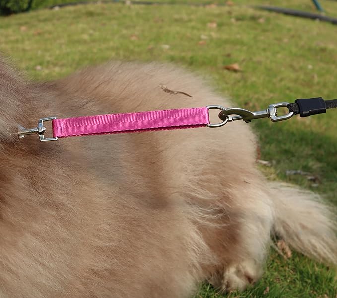 Short Dog LeashTraffic Dogs LeashesTraining Lead - Pet Dogs Traffic Grab Handle Dog Grab Tab Training Tab 2 Pack Nylon Pets Lead(Lavender & Light Pink)