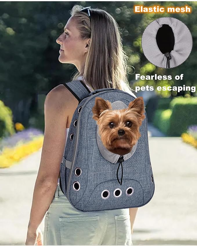 Pet Dog Backpack Carrier Small Doggy Front Backpack,Large Space Cat Carrier Backpack,Ventilated for Hiking,Camping,Travel,Suitable for Shopping and Vet,Max 12 lbs(Denim Blue)