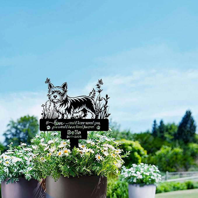 Personalized Pet Cairn Terrier Grave Marker, Custom Pet Dog Tombstones, Customized Cairn Terrier Memorial Stake with Name & Date, Weatherproof Pet Tombstone for Outdoor Graveyard Garden