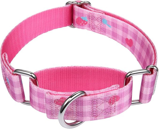 Mikivery Martingale Dogs Collar Plaid 1 inch Sturdy Slip Metal Buckle Collars Cute for Medium and Large Breed for Walking Training Outdoor Daily Use