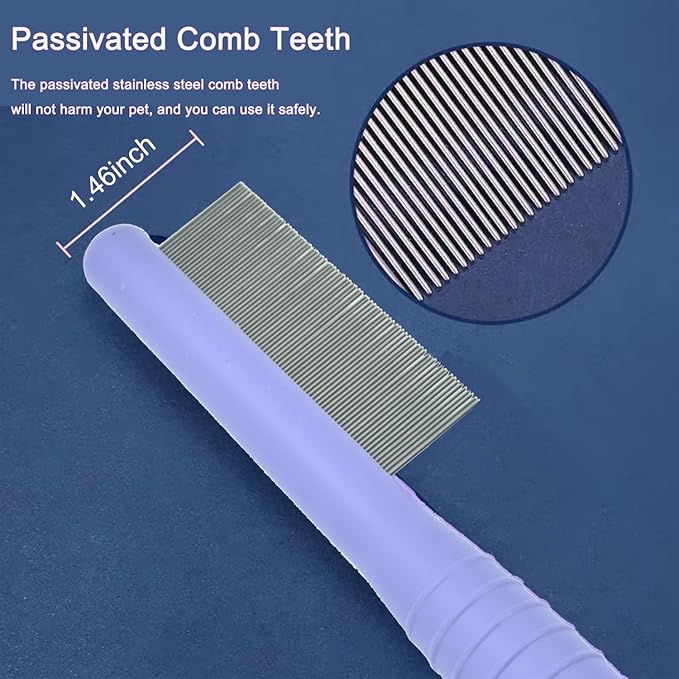 Small Dog Grooming Comb - Perfect for Shih Tzus, Yorkies, and Maltipoos - Ideal Puppy Hair Brushes for Maltese and Small Breeds (Purple)
